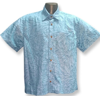 Blue reverse print Hawaiian Shirt - Made in USA- 100% Cotton